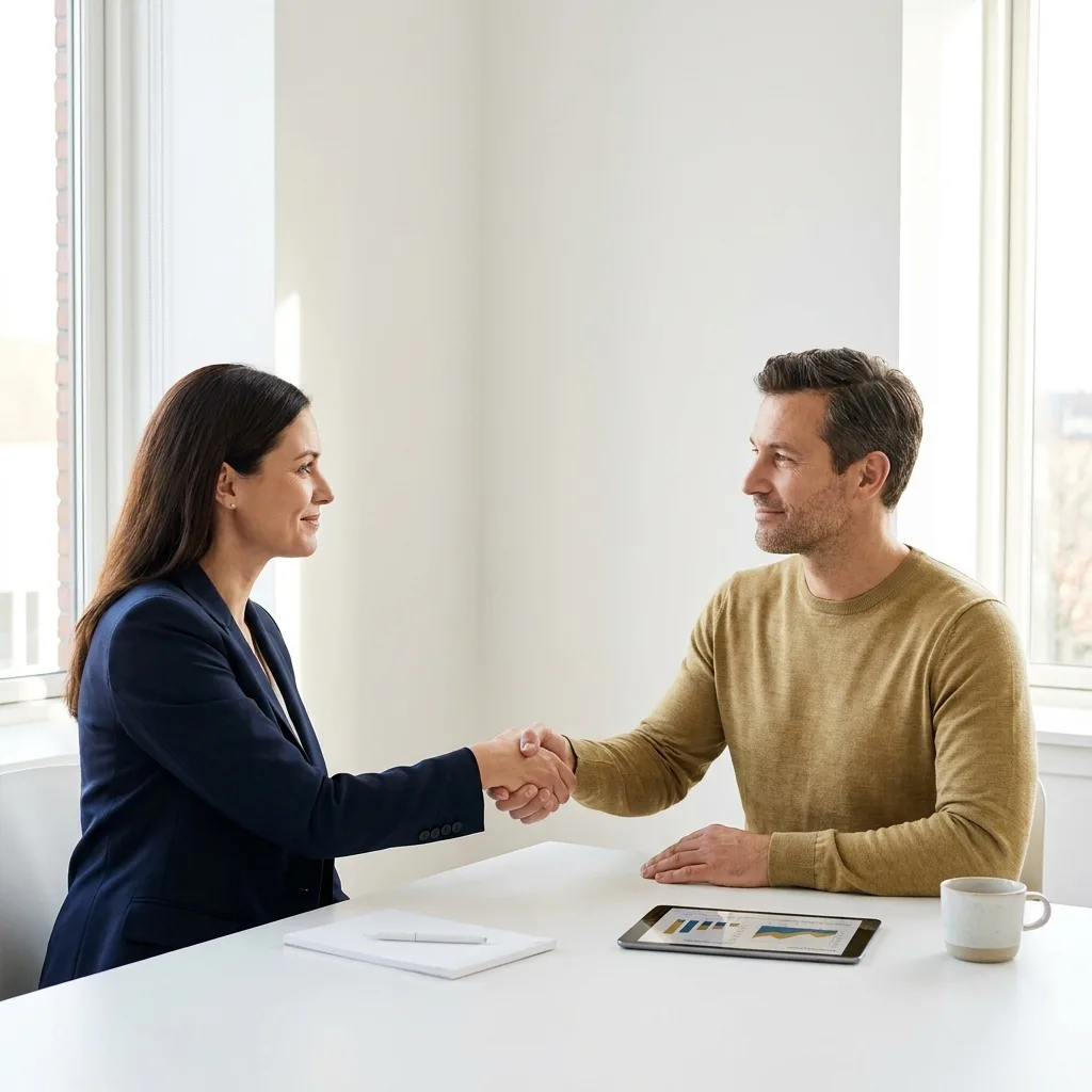 Tax advisor consulting a client about trust and estate returns in a bright Tennessee office